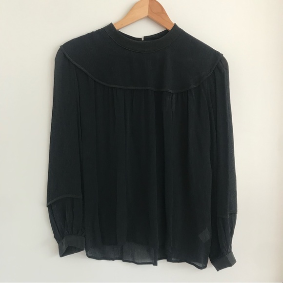NWT Amour Vert Sheer Black Blouse - Picture 7 of 8